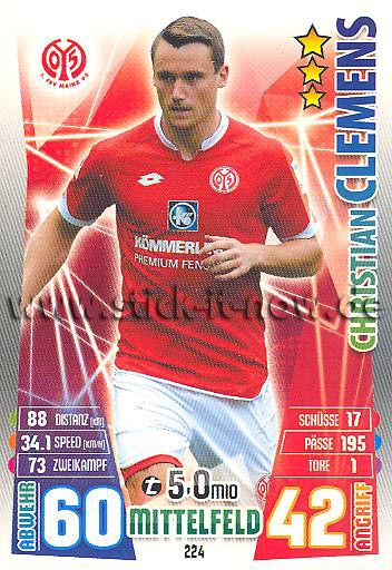 Match Attax 15/16 - Christian CLEMENS - FSV Mainz 05 - Nr. 224