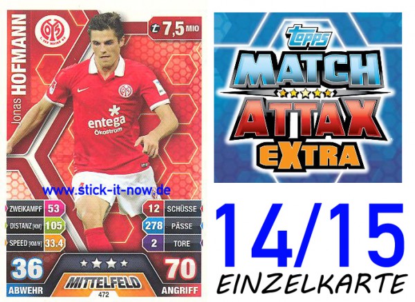 Match Attax 14/15 EXTRA - Jonas HOFMANN - FSV Mainz 05 - Nr. 472