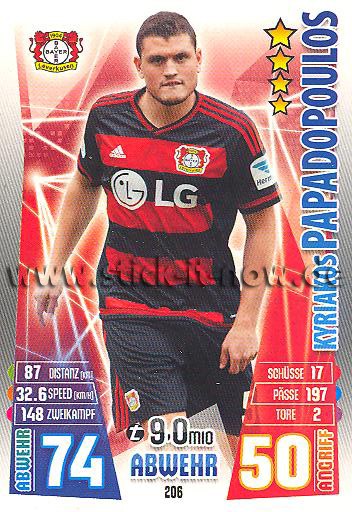 Match Attax 15/16 - Kyriakos PAPADOPOULOS - Bayer 04 Leverkusen - Nr. 206