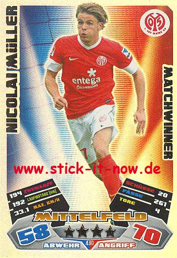 Match Attax 12/13 EXTRA - Nicolai Müller - FSV Mainz 05 - MATCHWINNER - Nr. 480