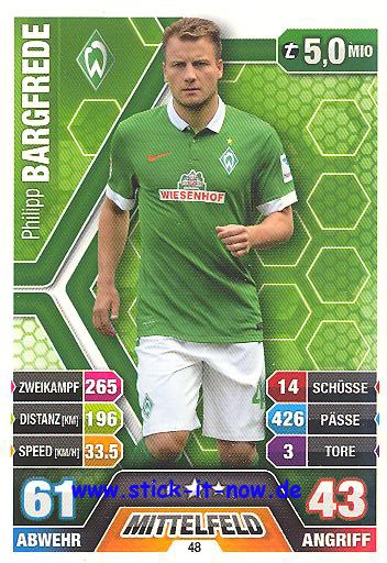 Match Attax 14/15 - Philipp BARGFREDE - Werder Bremen - Nr. 48