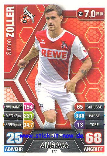 Match Attax 14/15 - Simon ZOLLER - 1. FC Köln - Nr. 177