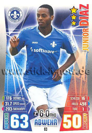 Match Attax 15/16 - Jnior DIAZ - SV Darmstadt 98 - Nr. 63