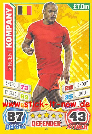 Match Attax "World Stars WM 2014" - VINCENT KOMPANY - Nr. 20