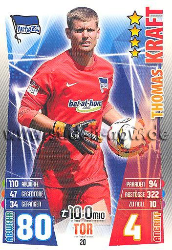 Match Attax 15/16 - Thomas KRAFT - Hertha BSC Berlin - Nr. 20