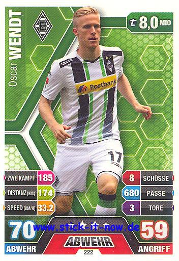 Match Attax 14/15 - Oscar WENDT - Bor. M'gladbach - Nr. 222