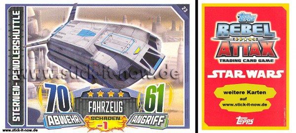 Rebel Attax - Serie 1 (2015) - STERNEN-PENDLERSHUTTLE - Nr. 23