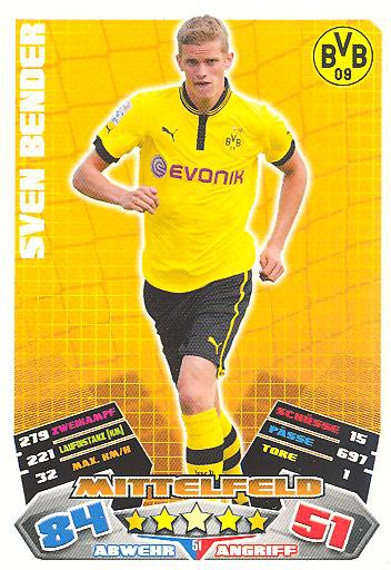 Match Attax 12/13 - Sven Bender - Bor. Dortmund - Nr. 51