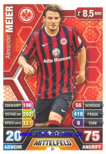 Match Attax 14/15 - Alexander MEIER - Ein. Frankfurt - Nr. 81