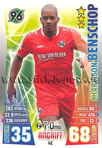 Match Attax 15/16 - Charlison BENSCHOP - Hannover 96 - Nr. 142