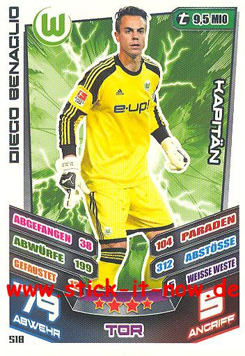 Match Attax 13/14 EXTRA - KAPITÄN - DIEGO BENAGLIO - Nr. 518