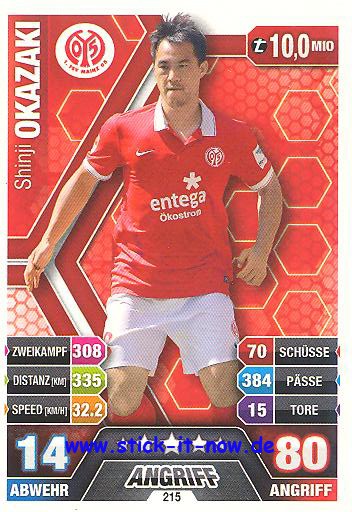 Match Attax 14/15 - Shinji OKAZAKI - FSV Mainz 05 - Nr. 215