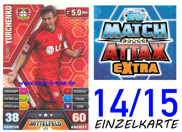 Match Attax 14/15 EXTRA - Vladlen YURCHENKO - Bayer 04 Leverkusen - Nr. 470