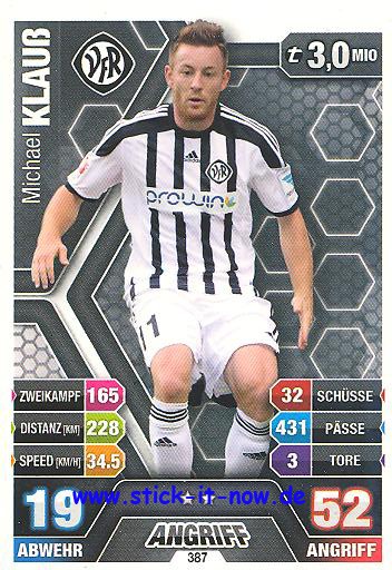 Match Attax 14/15 - Michael KLAUß - VfR Aalen - Nr. 387