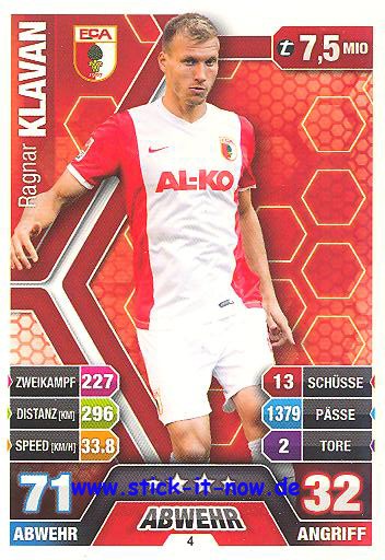 Match Attax 14/15 - Ragnar KLAVAN - FC Augsburg - Nr. 4