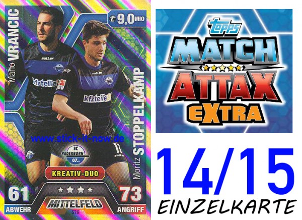Match Attax 14/15 EXTRA - VRANCIC & STOPPELKAMP - SC Paderborn - Nr. 579 (DUO-KARTE)