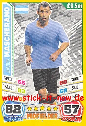 Match Attax "World Stars WM 2014" - JAVIER MASCHERANO - Nr. 9