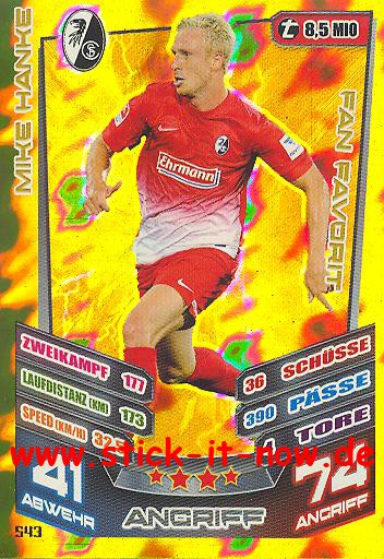 Match Attax 13/14 EXTRA - Fan Favoriten - MIKE HANKE - Nr. 543