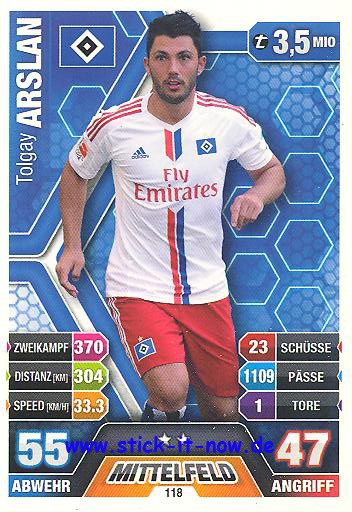 Match Attax 14/15 - Tolgay ARSLAN - Hamburger SV - Nr. 118