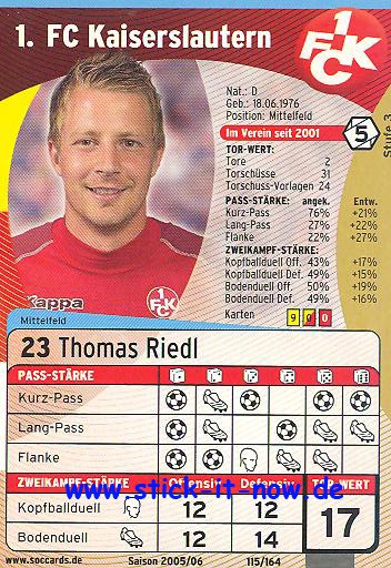 SocCards 05/06 - 1. FC K'lautern - Thomas Riedl - Nr. 115/164