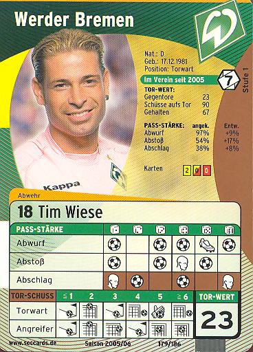 SocCards 05/06 - SV Werder Bremen - Tim Wiese - Nr. 179/186