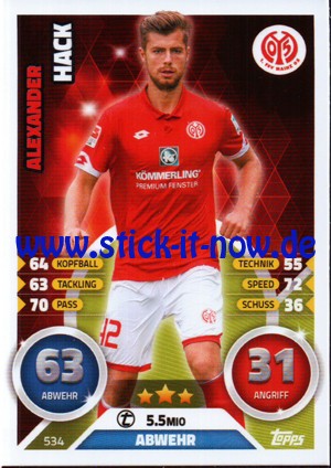 Topps Match Attax Bundesliga 16/17 Extra - Nr. 534