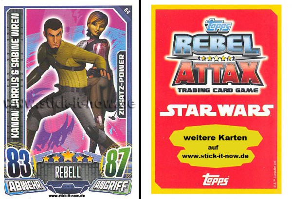 Rebel Attax - Serie 1 (2015) - KANAN JARRUS & SABINE WREN - Nr. 64