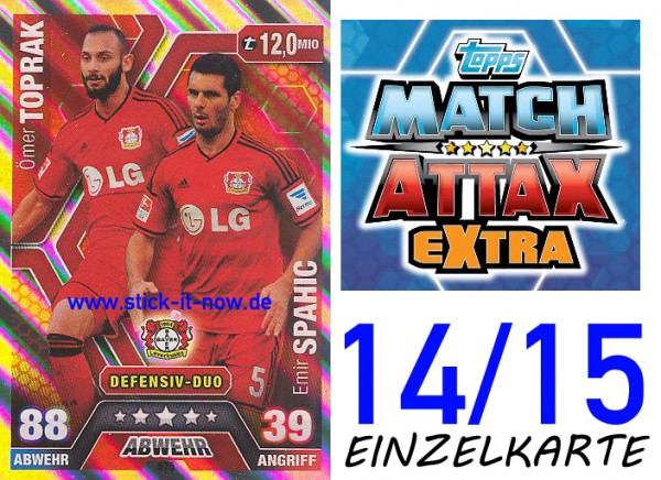 Match Attax 14/15 EXTRA - TOPRAK & SPAHIC - Bayer Leverkusen - Nr. 575 (DUO-KARTE)