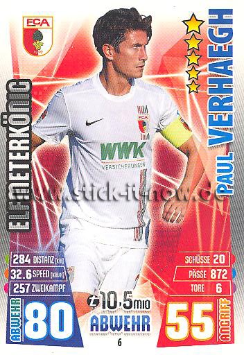 Match Attax 15/16 - Paul VERHAEGH - FC Augsburg - Nr. 6