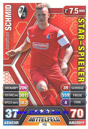 Match Attax 14/15 - Jonathan SCHMID - SC Freiburg - Nr. 102 (Star-Spieler)