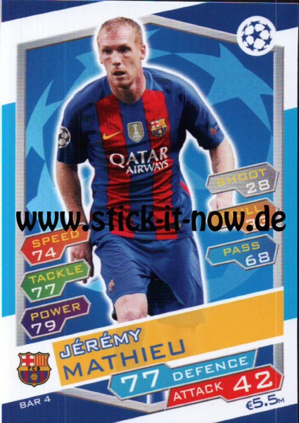 Match Attax Champions League 16/17 - Nr. BAR 4