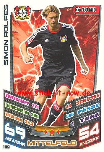 Match Attax 13/14 - Bayer Leverkusen - Simon Rolfes - Nr. 189