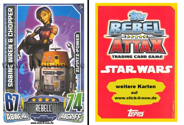 Rebel Attax - Serie 1 (2015) - SABINE WREN & CHOPPER - Nr. 72