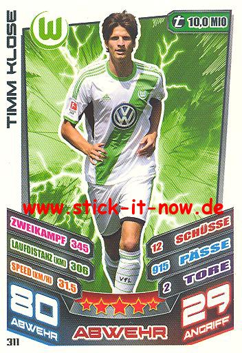 Match Attax 13/14 - VfL Wolfsburg - Timm Klose - Nr. 311