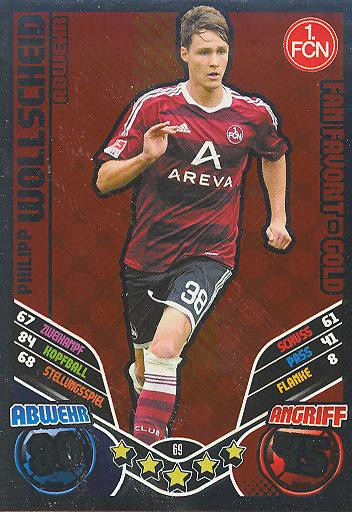 Match Attax 11/12 Extra - PHILIPP WOLLSCHEID - 1. FC Nürnberg - Fan Favorit-Gold - Nr. 69