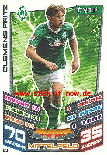Match Attax 13/14 - Werder Bremen - Clemens Fritz - Nr. 63