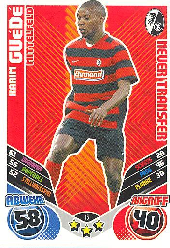 Match Attax 11/12 Extra - KARIM GUÈDÈ - SC Freiburg - Neuer Transfer - Nr. 15