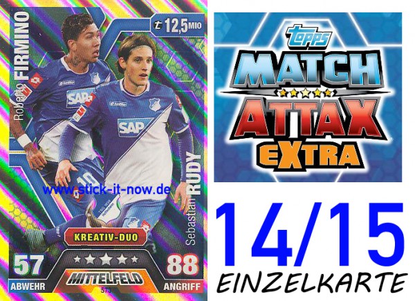 Match Attax 14/15 EXTRA - FIRMINO & RUDY - TSG Hoffenheim - Nr. 573 (DUO-KARTE)