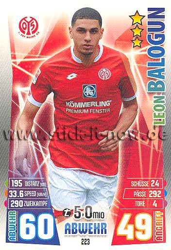 Match Attax 15/16 - Leon BALOGUN - FSV Mainz 05 - Nr. 223