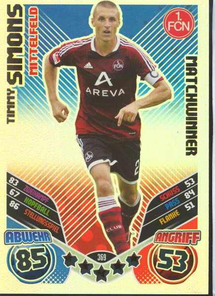 Timmy Simons - Matchwinner - Match Attax 11/12