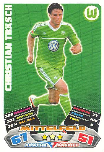 Match Attax 12/13 - Christian Träsch - VfL Wolfsburg - Nr. 315