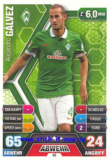 Match Attax 14/15 - Alejandro GALVEZ - Werder Bremen - Nr. 43