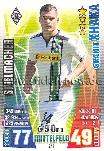 Match Attax 15/16 - Granit XHAKA - Bor. M'gladbach - Nr. 244