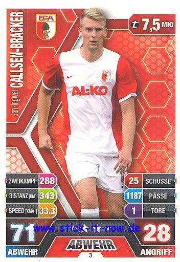 Match Attax 14/15 - Jan-Ingwer CALLSEN-BRACKER - FC Augsburg - Nr. 3