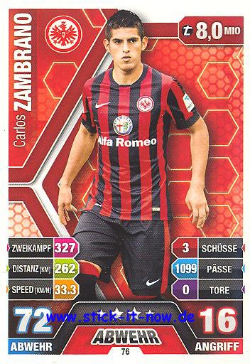 Match Attax 14/15 - Carlos ZAMBRANO - Ein. Frankfurt - Nr. 76