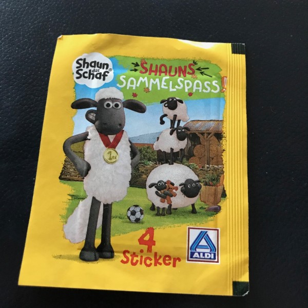 Aldi Nord - Shaun das Schaf "Sticker" - Stickertüte ( 4 Sticker )