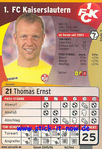 SocCards 05/06 - 1. FC K'lautern - Thomas Ernst - Nr. 162/164