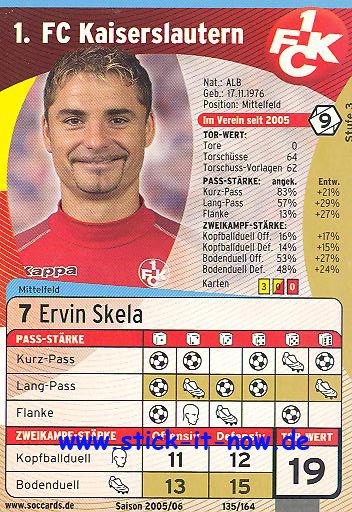 SocCards 05/06 - 1. FC K'lautern - Ervin Skela - Nr. 135/164