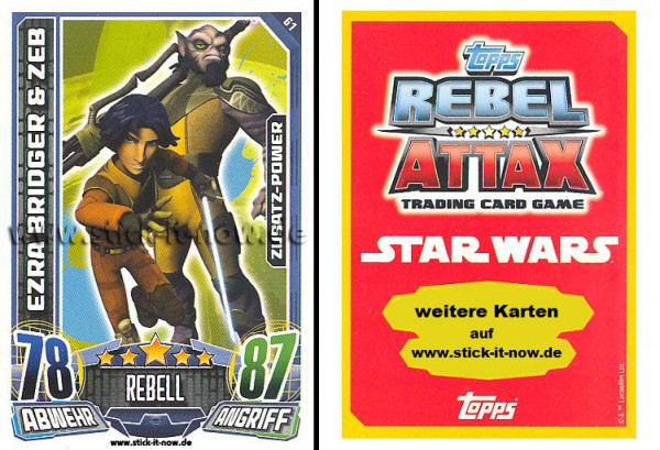 Rebel Attax - Serie 1 (2015) - EZRA BRIDGER & ZEB - Nr. 61