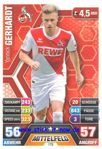 Match Attax 14/15 - Yannick GERHARDT - 1. FC Köln - Nr. 170